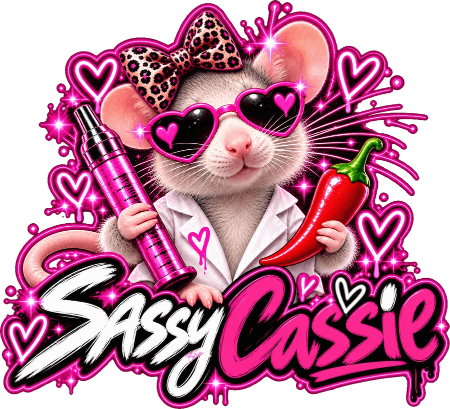 Sassy Cassie, Alex's lab rat in heart-shaped sunglasses